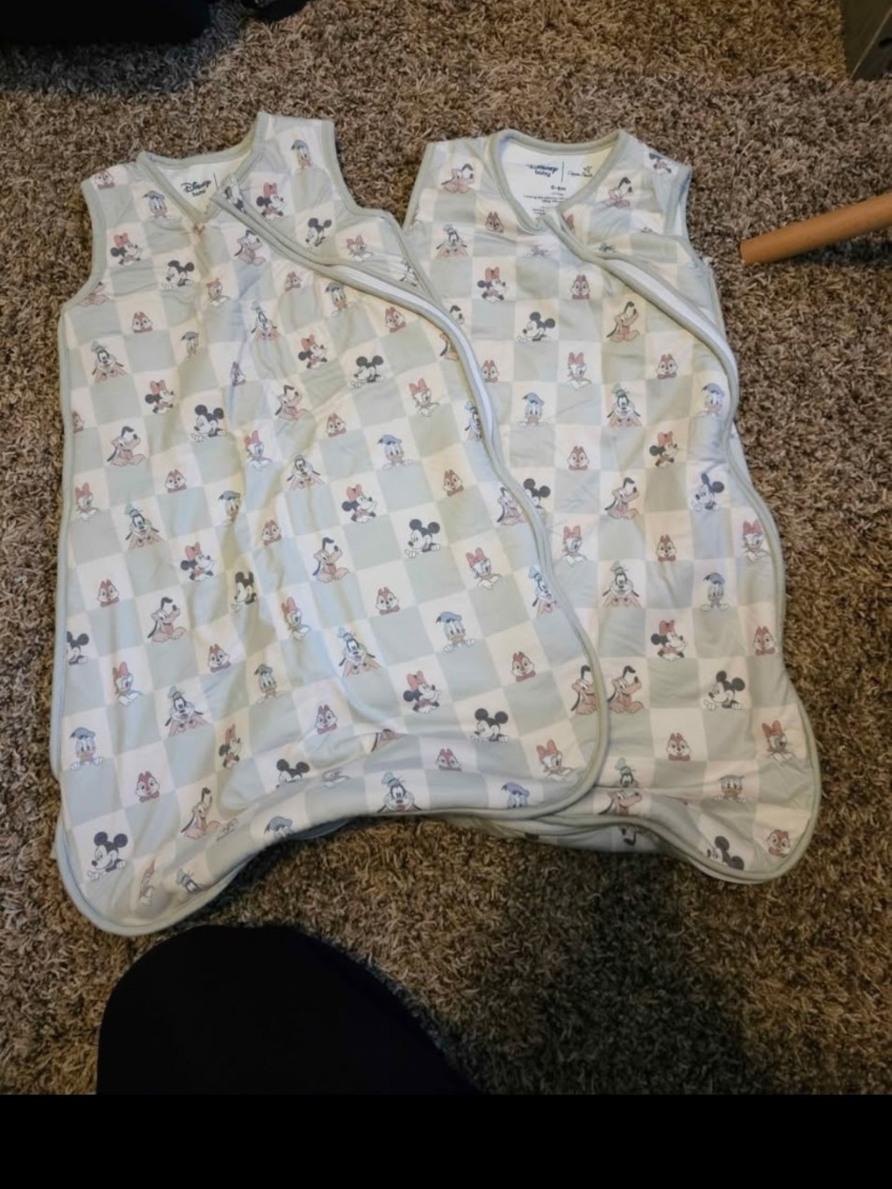 Disney Mint Green Check Sleeveless Sleep Sacks with Character Prints